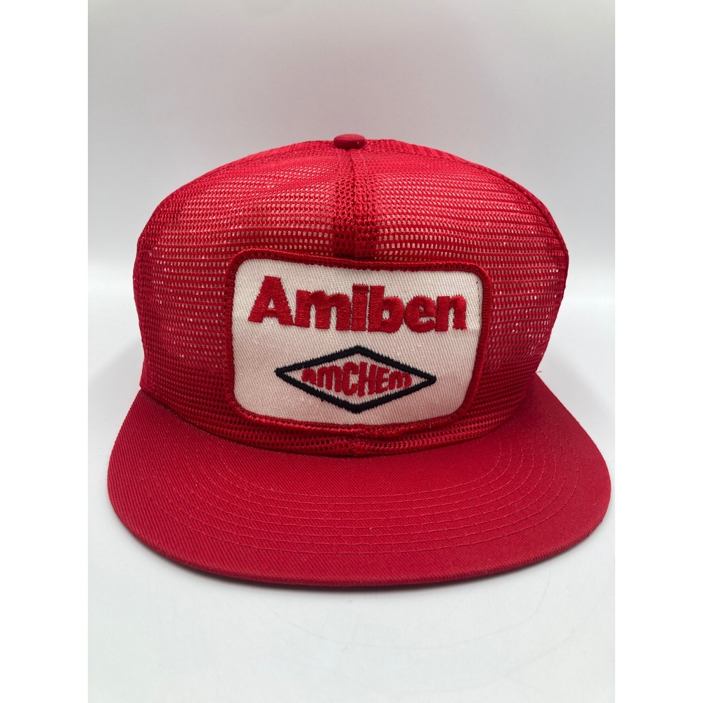 Vintage Red‎ Amiben Amchem Mesh Trucker Hat Snapback Made in ISA K-Products